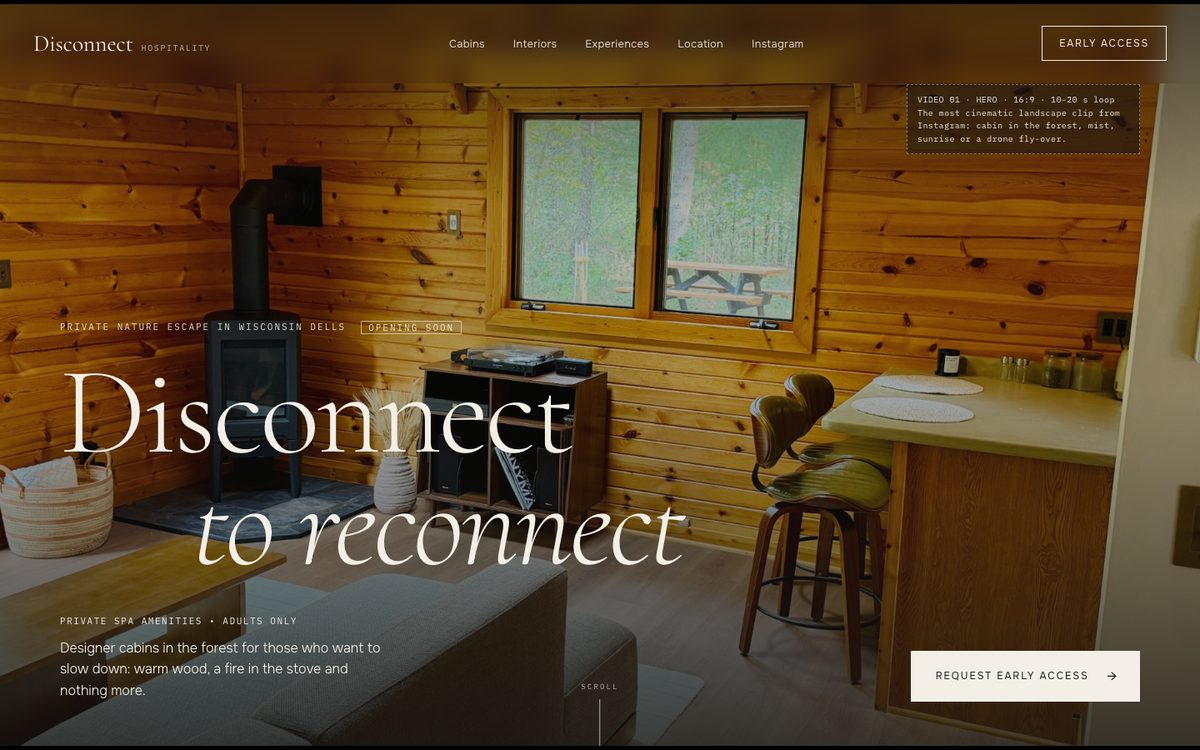 Disconnect Hospitality landing page